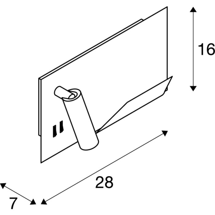 SOMNILA SPOT,  LED Wandaufbauleuchte 3000K weiß Version links inkl.USB Anschluss 7